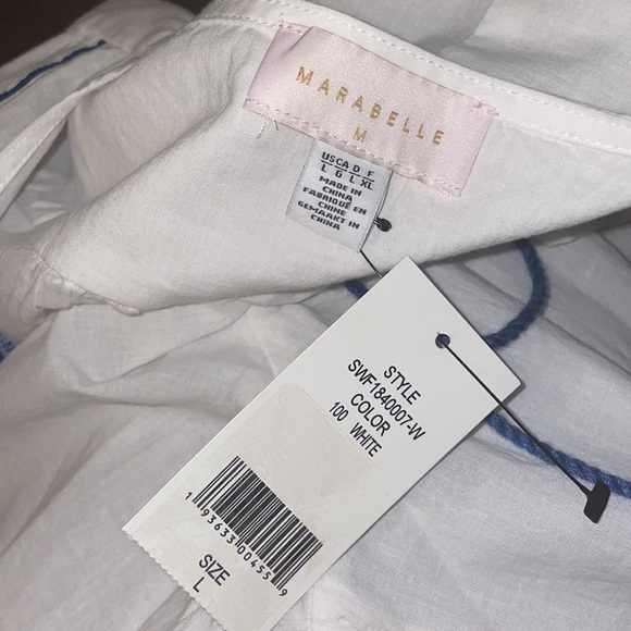 New!! Marabelle White/Navy Shirtdress Tassel Swim Coverup Size Large🤍🌊 - Picture 9 of 11